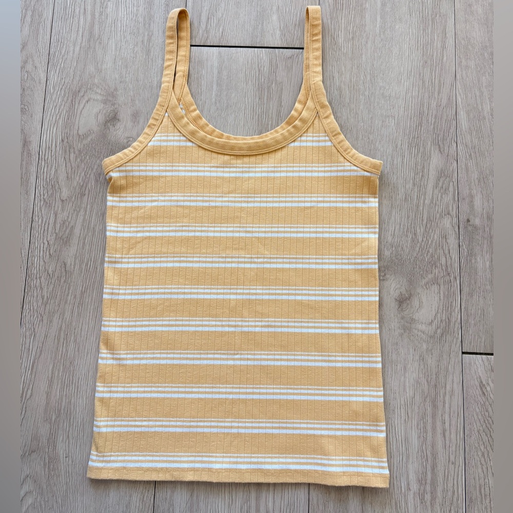 Aerie Pastel Yellow and White Striped Tank Top